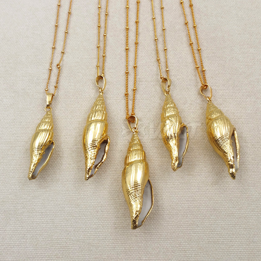WT-JN020 WKT Wholesale New Fashion Real Gold Plated for Lady Decorate Jewelry Trumpet Shell Necklace