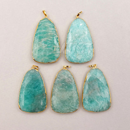 WT-P1185 Wholesale New Arrival Generous Design Pendant Natural Blue Amazonit Stone Ocean Blue Natural Texture for Fashion Women）