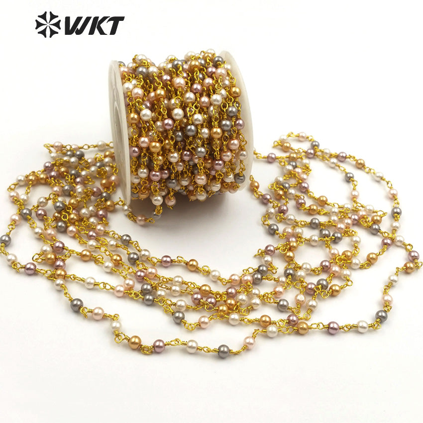 WT-RBC097 New Pearl Multicolor Chain for Jewelry DIY Necklace Bracelet Accessories Jewelry Natural Freshwater Pearl Chain