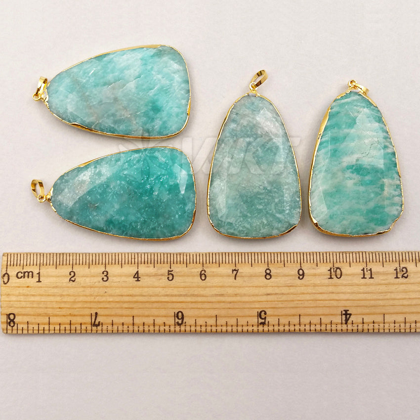 WT-P1185 Wholesale New Arrival Generous Design Pendant Natural Blue Amazonit Stone Ocean Blue Natural Texture for Fashion Women）