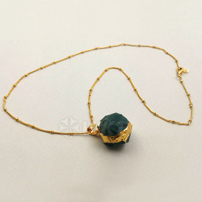 WT-N1086 WKT Wholesale New Fashion Natural Raw Stone Charm 24k Real Gold Plated Agate Ball Necklace
