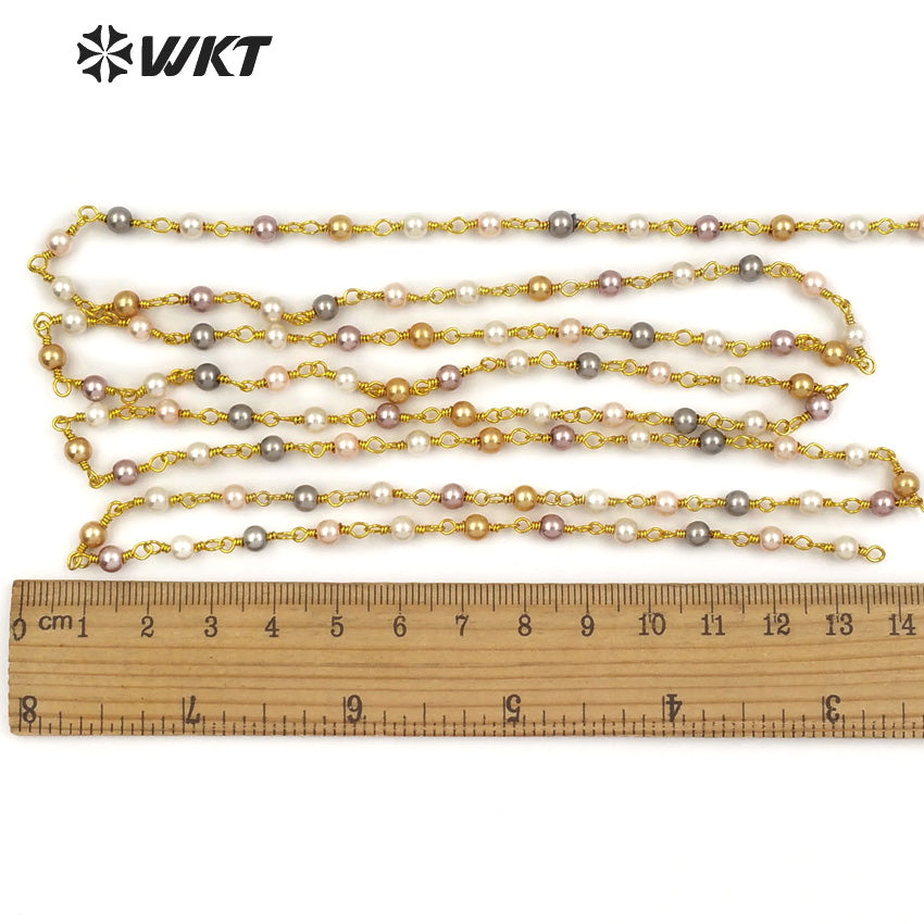 WT-RBC097 New Pearl Multicolor Chain for Jewelry DIY Necklace Bracelet Accessories Jewelry Natural Freshwater Pearl Chain