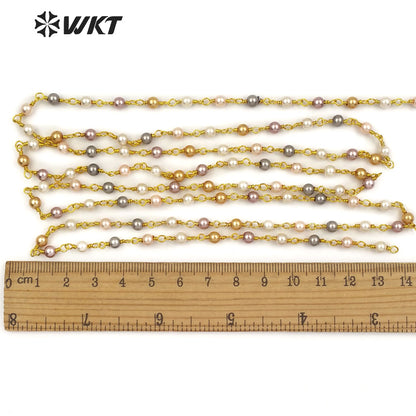 WT-RBC097 New Pearl Multicolor Chain for Jewelry DIY Necklace Bracelet Accessories Jewelry Natural Freshwater Pearl Chain