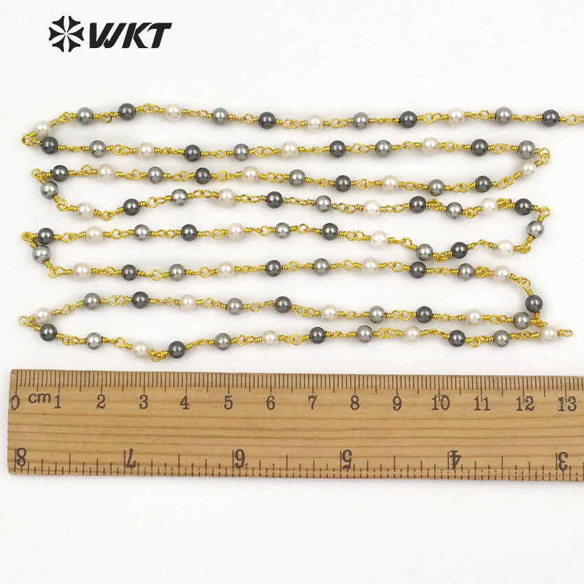 WT-RBC098 Wholesale 20 Meters Mixed Color Jewelry DIY Making Necklace Bracelet Accessories Natural Freshwater Pearl Chain
