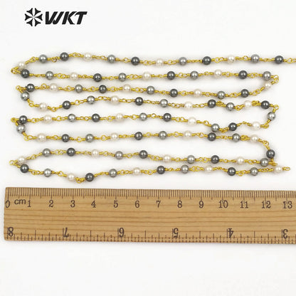WT-RBC098 Wholesale 20 Meters Mixed Color Jewelry DIY Making Necklace Bracelet Accessories Natural Freshwater Pearl Chain