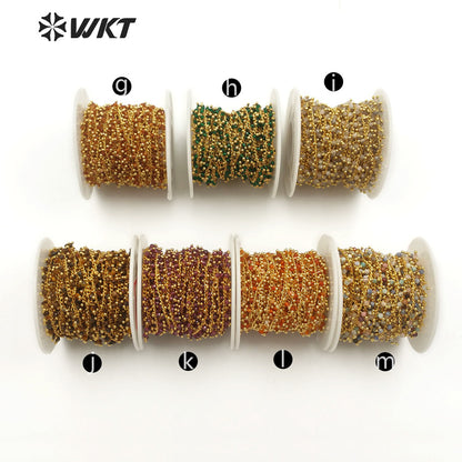 WT-RBC090 New Wholesale 20 Meters High Quality Can DIY Jewelry Necklace and Bracelet Brown Beads Agate Rosary Brass Chain