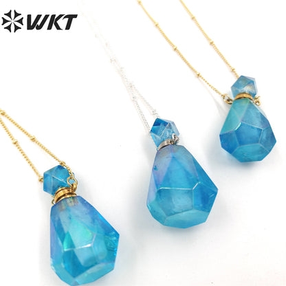 WT-N1367 Perfume Bottle Exquisite Necklace Natural Spar Aura Electroplated Colorful Pendant As Women Gifts Crystal Necklace