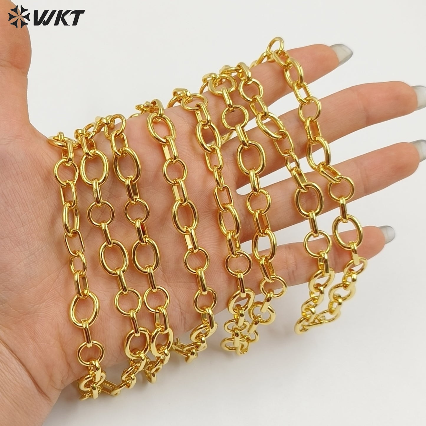 WT-BC266 Popular Trendy Gold Electroplated Yellow Brass Round Thick Metal Chain For Simple Necklace Bracelet DIY Design