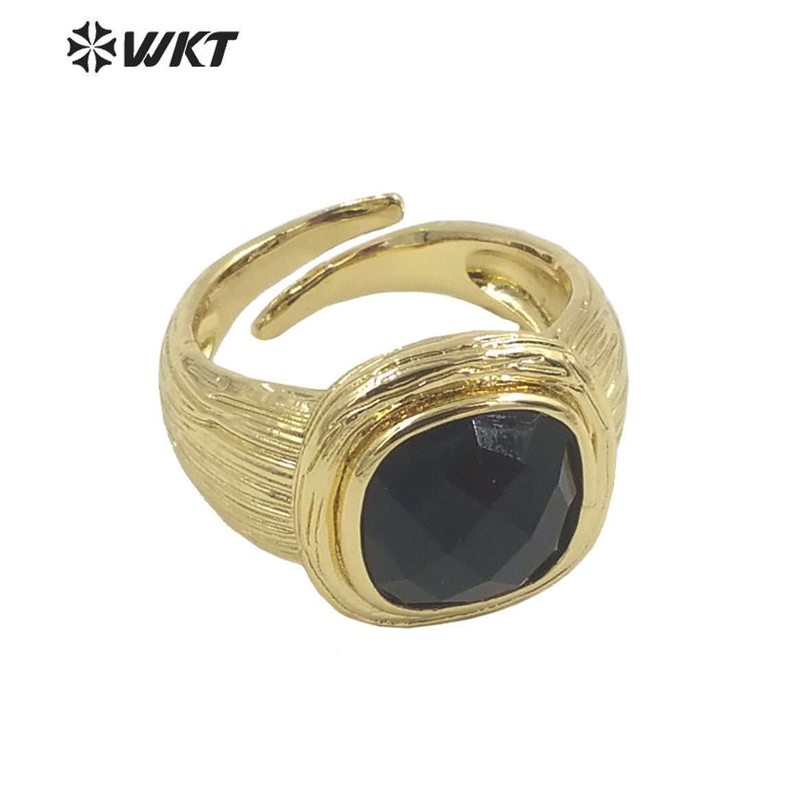 WT-R455 New Design Satin Finished Simple Stone Women Ring 18k Gold Plated square Stone Gemstone Party Ring
