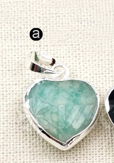 WT-P1306 Real Natural Black Agate Tigers Eye Pendant Heart Faceted Pendant With Real Gold Electroplated Gemstone Pendant
