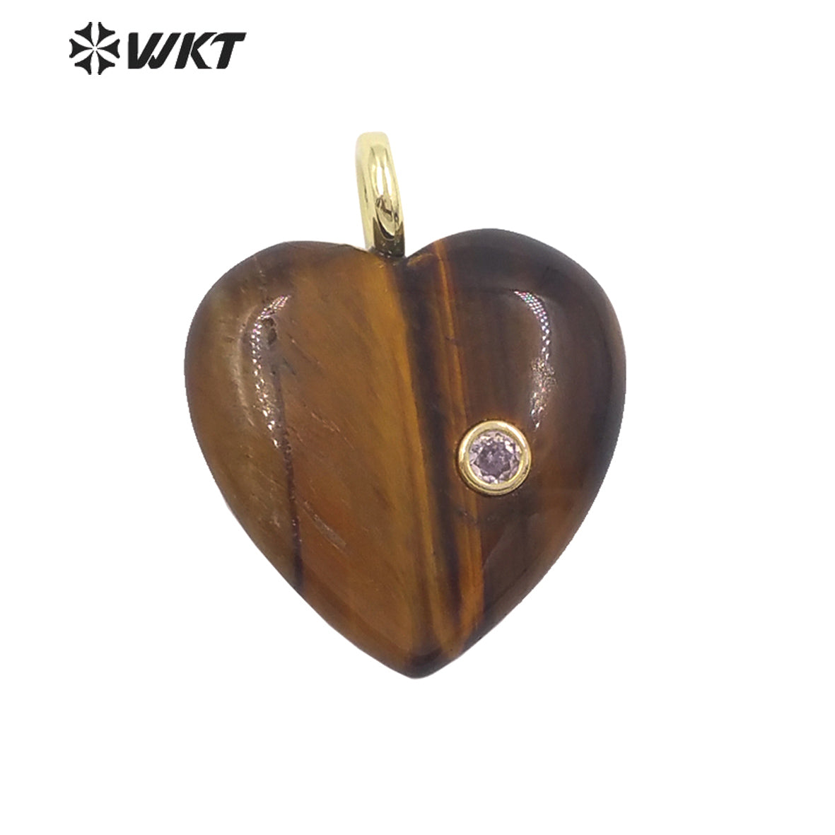 WT-P2028 Factory Wholesale Romantic Style Natural Gemstones And Zircon Heart Shape Pendants For Earrings Design Charms