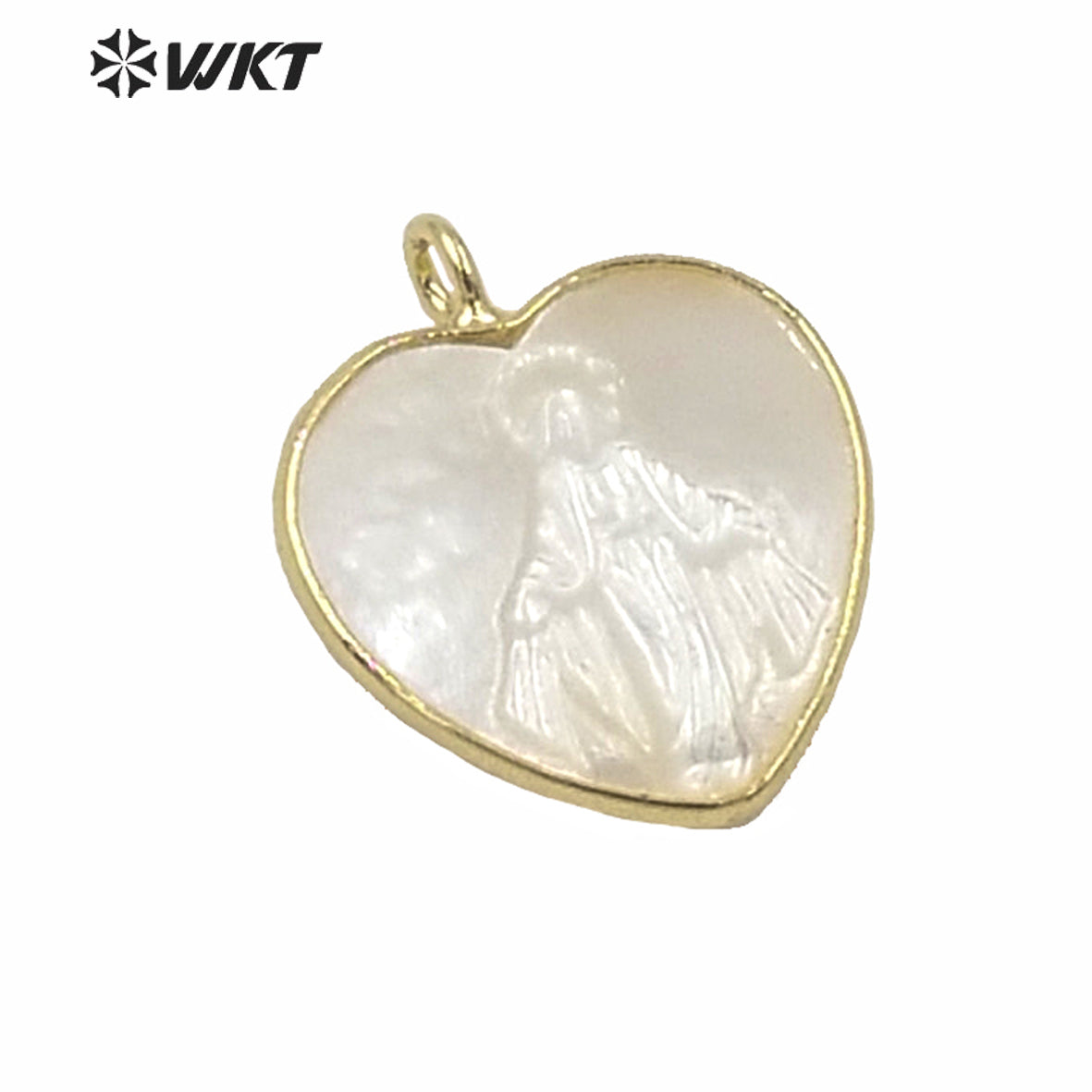 WT-JP233 WKT New Design Populared Hot Religious Mary Pendant Gold Bezel Setting Angel White Madonna Pendant Virgin Mary Pendants