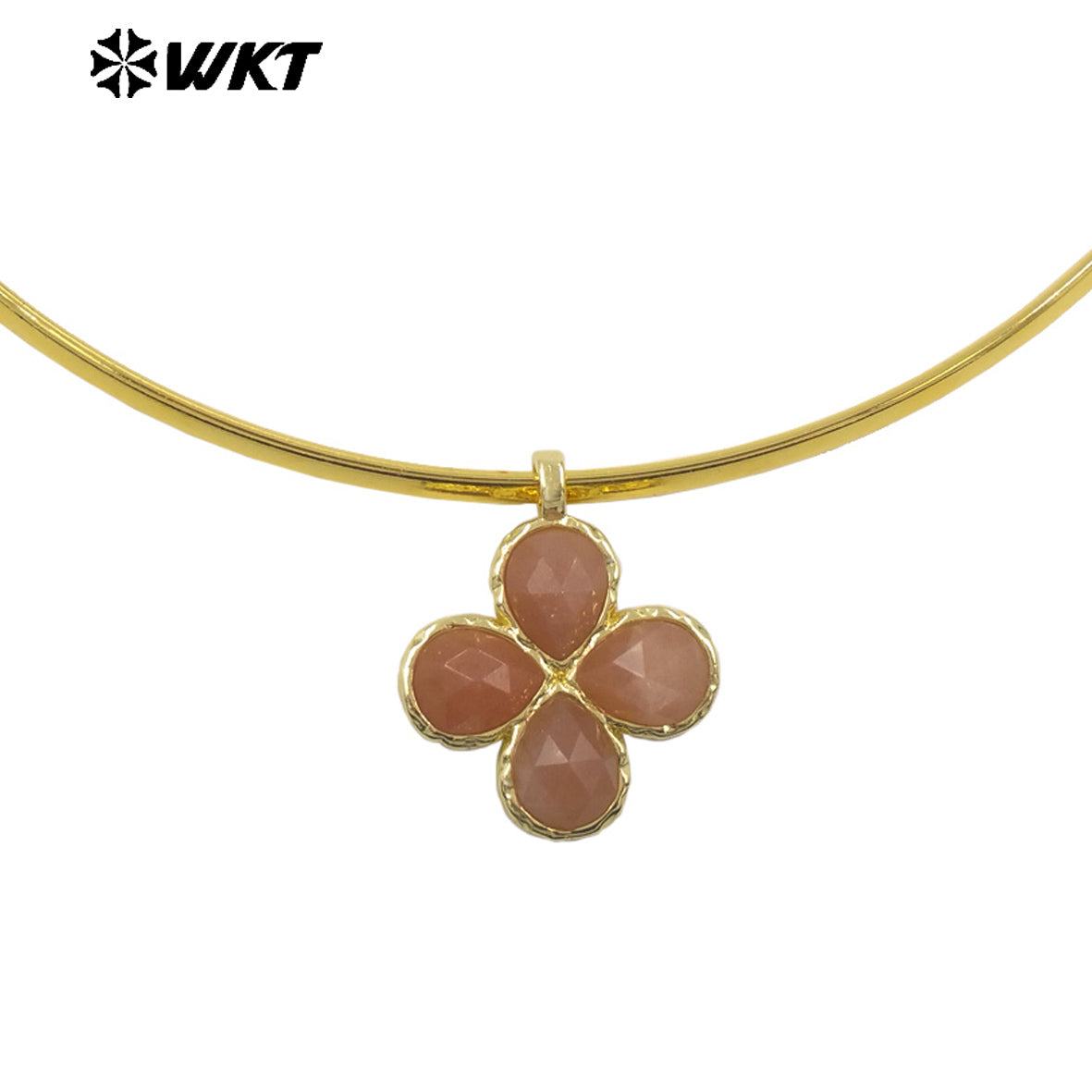 WT-N1527 Exquisite Lovely Gold Plated Vicious Natural Gemstones Little Flower Shape Necklace Choker For Lady Party Wearing