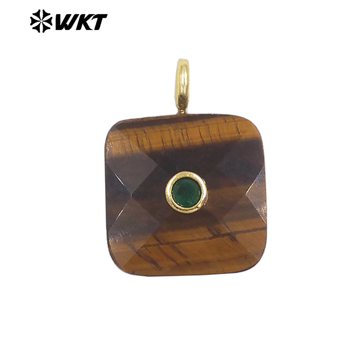 WT-P2089 Factory Wholesale Colorful Zircon And Natural Gemstone Square Gold Pendant For Handmade Jewelry Design Findings