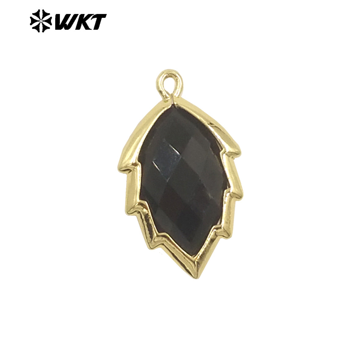 WT-P1990 Simple and Small Natural Multi-Type Gemstone 18K Gold Plated Delicate Leaf Shape Pendant Unisexes Jewelry DIY Necklace