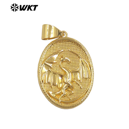 JFE143 New Arrival Metal Yellow Brass Pendant Oval Shape Religious Style Gold Electroplated For Jewelry Handmade Well Quality