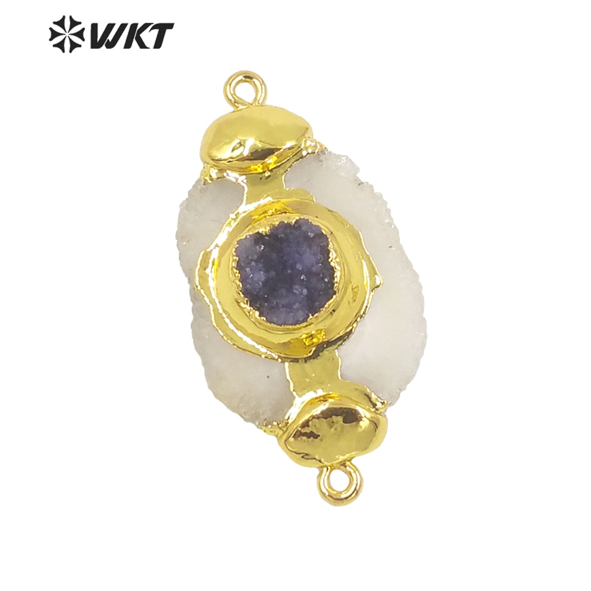 WT-P1772 WKT 2022 Lady Jewelry Style Natural Stone Stalactite Stone Druzy Quartz Flower Shape Fashion Pendants Jewelry Necklace