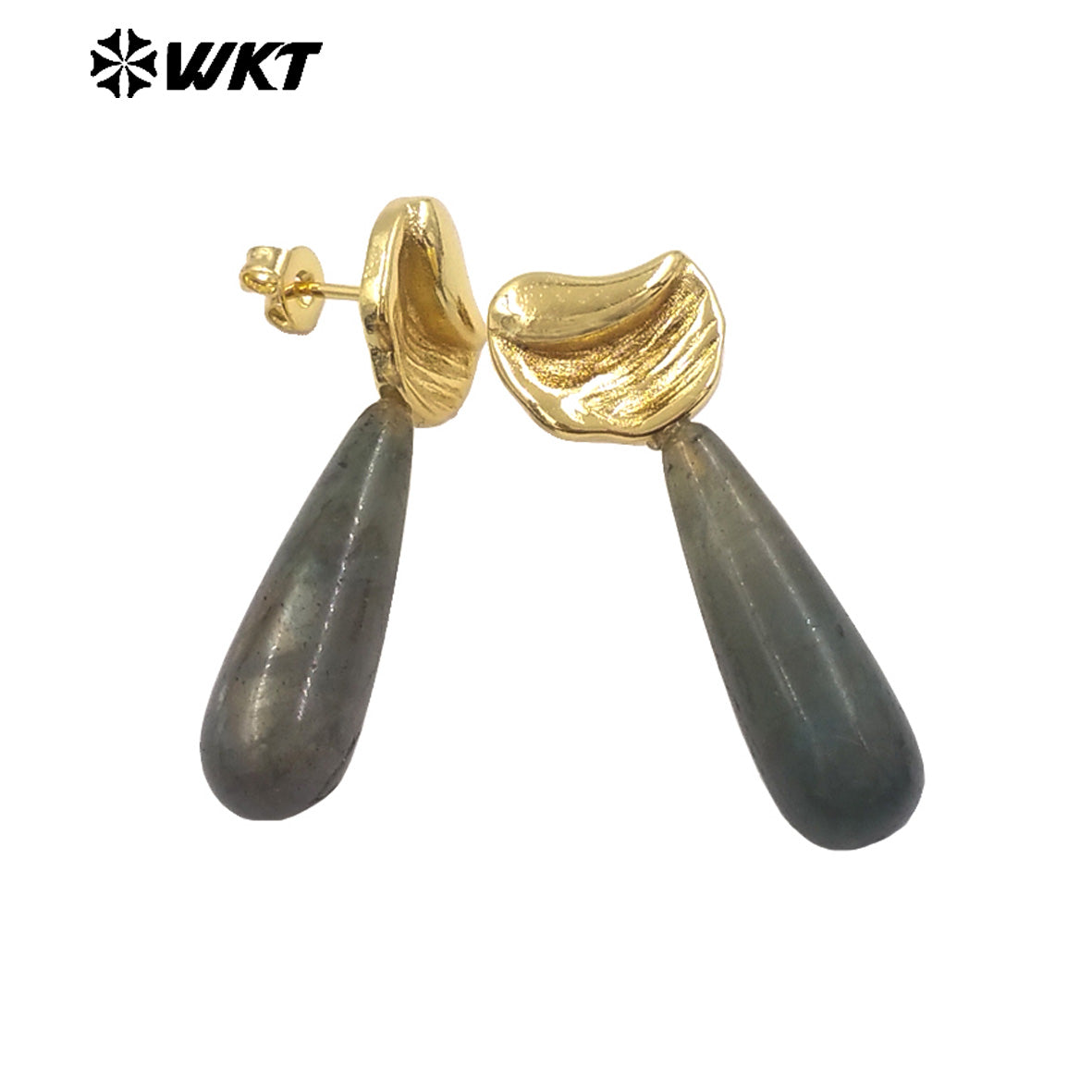WT-E802 Delicate Design 18K Gold Plated Amazonite Natural Gemstones Waterdrop Shape Earrings As Lady Elegant Jewelry Gifts
