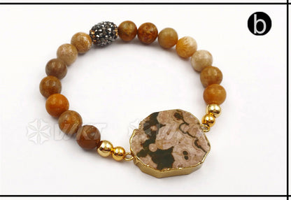 WT-B408 New Special Design Style Fashion Stone Beads Mixed Colorful Women Jewelry Bangle Ocean Bracelet