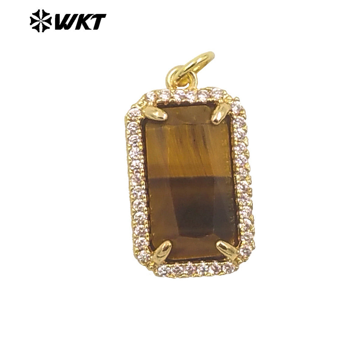 WT-P1973 Wholesale Fashion Gold Plated Cubic Zircon With Prong Setting Long Square Sun Stone Lady Jewelry Pendants