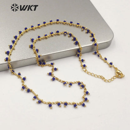 WT-N1202 Hot Sales Crystal Beads Chain Fashion Jewelry Rosary Beads Chain 3mm New Arrival Crystal Beads Necklace