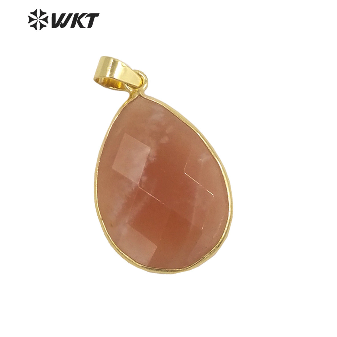 WT-P1896 WKT New Material Design 24MM Diamond Faceted Waterdrop Yellow Citrine Fluorite Stone Pendant for Earring Match