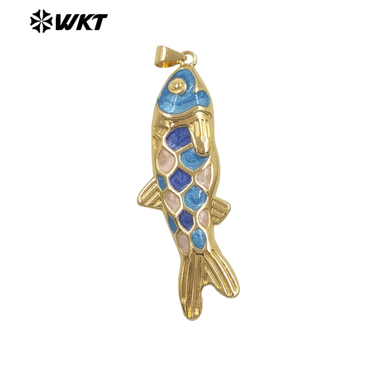 WT-MP330 Trendy Interesting Gold Plated Yellow Brass With Drop Oil Fish Shape Pendants For Women Necklace DIY Decoration
