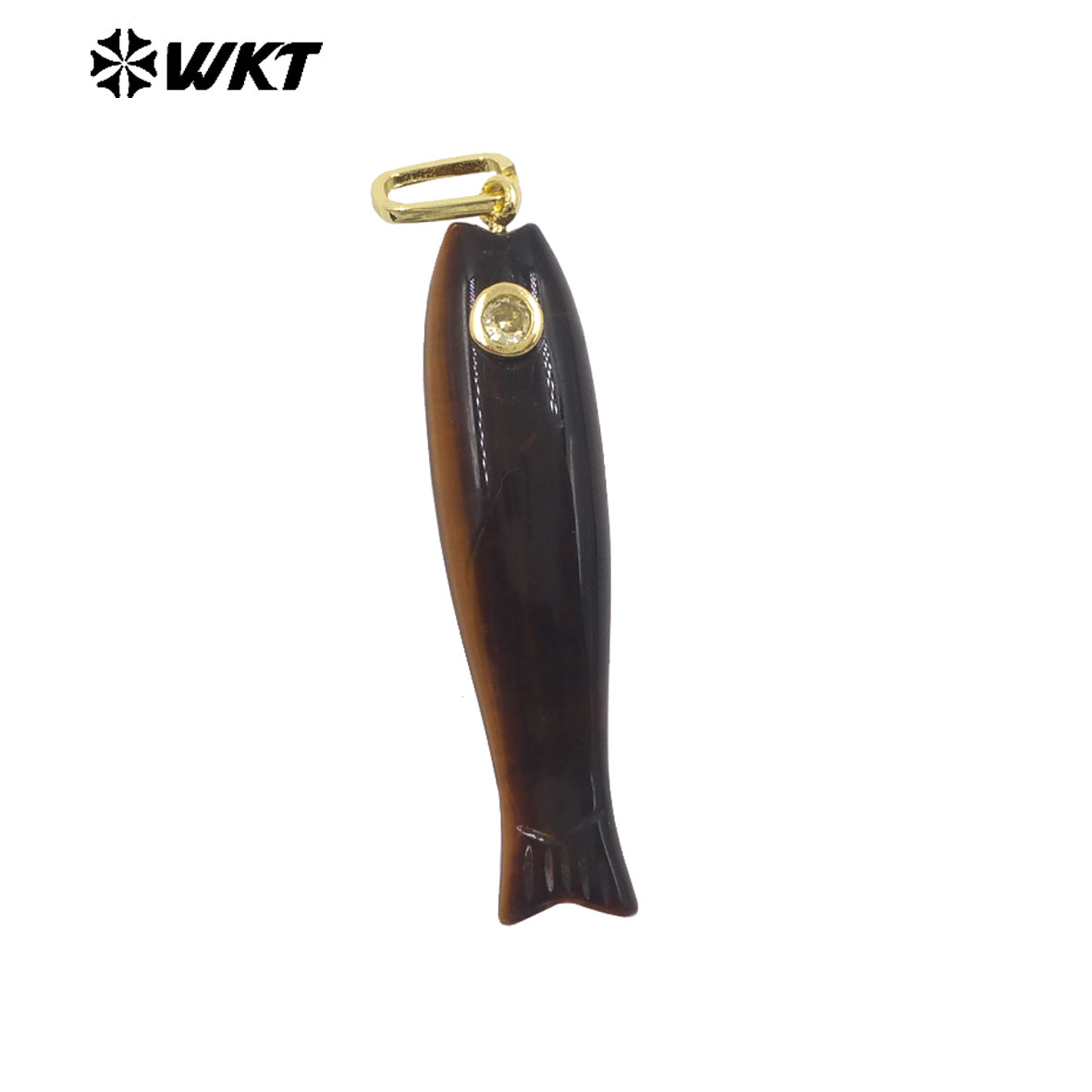 WT-P2114 Interesting Cute Style Natural Gemstones And Zircon Long Fish Shape Charms Pendants For Women Trendy Earrings DIY