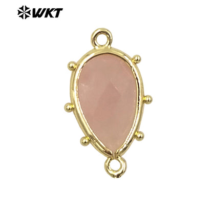 WT-C329 WKT Spring Series Candy Color Lovely Small Teardrop Natural Sun Stone Bracelet Connectors for DIY Jewelry Making