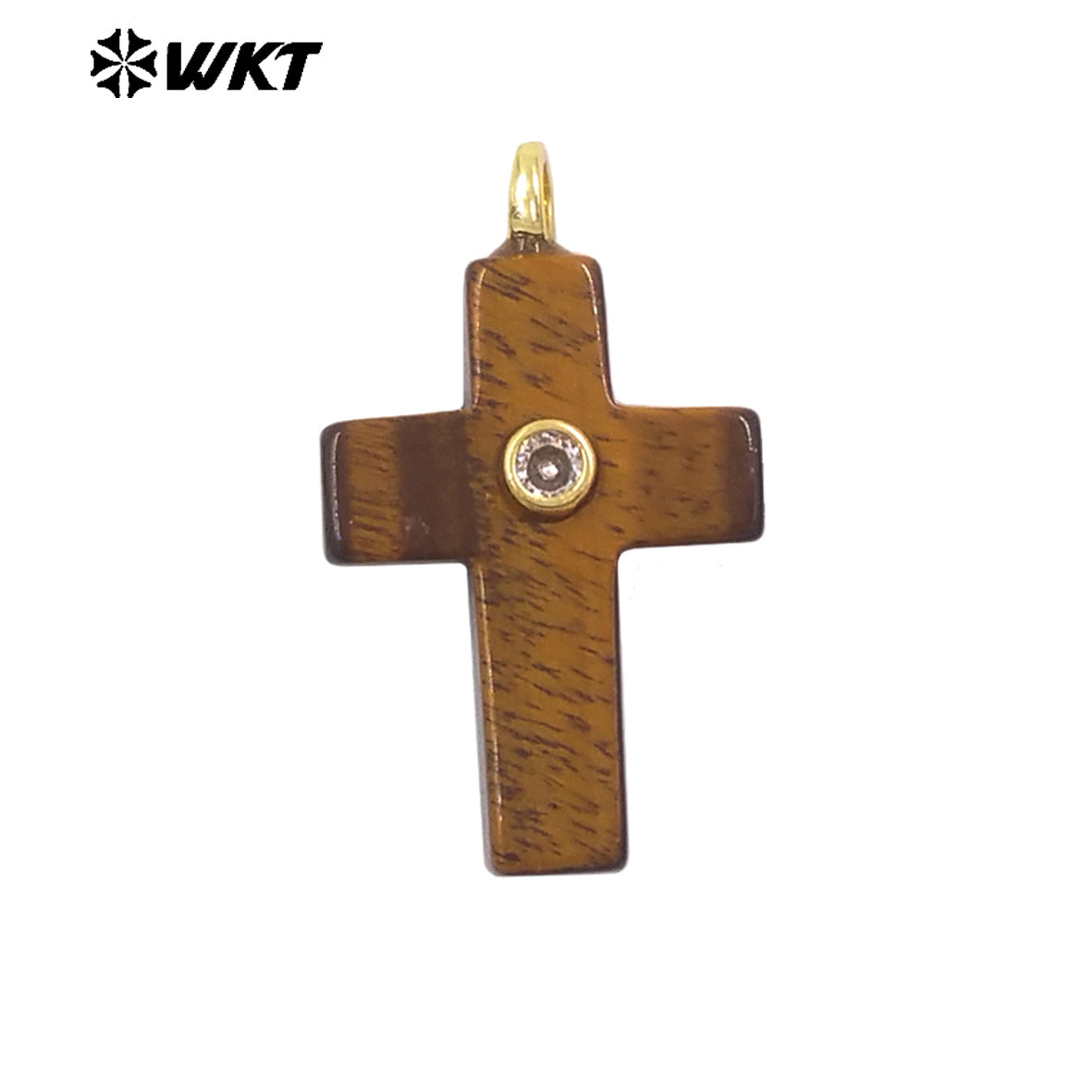 WT-P2110 High Quality Natural Gemstones Setting In Zircon Cross Shape Charms Pendants For Women Handmade Earrings Design