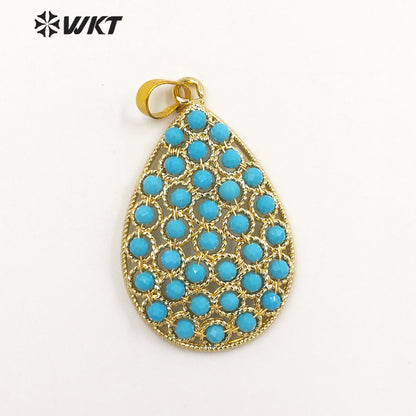 WT-P1927 Fashion Design Trendy New Precious Drop Shaped Colorful Stone Oval Amazonite Amethyst Gemstone Pendants