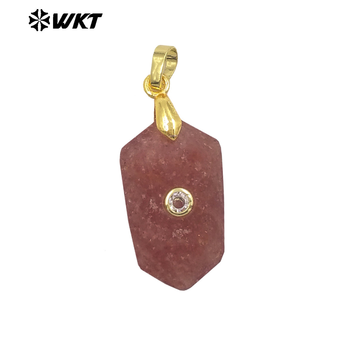 WT-P2017 Delicate Geometric Shape Multi Colors Natural Gemstones Set In Zircon Small Pendants For Trendy Jewelry Handmade