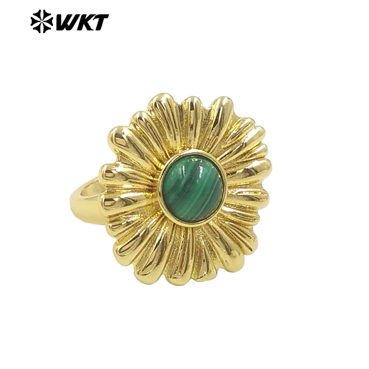 WT-R532 Newest Design Romantic Delicate 18K Real Gold Plated Metal With Natural Round Stone Setting Women Party Rings