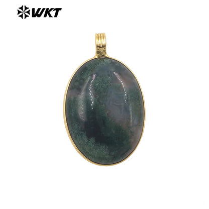 WT-P2103 Newest Product Colorful Natural Gemstones Round Smooth Gold Little Pendants As Unisex Handmade Necklace Findings