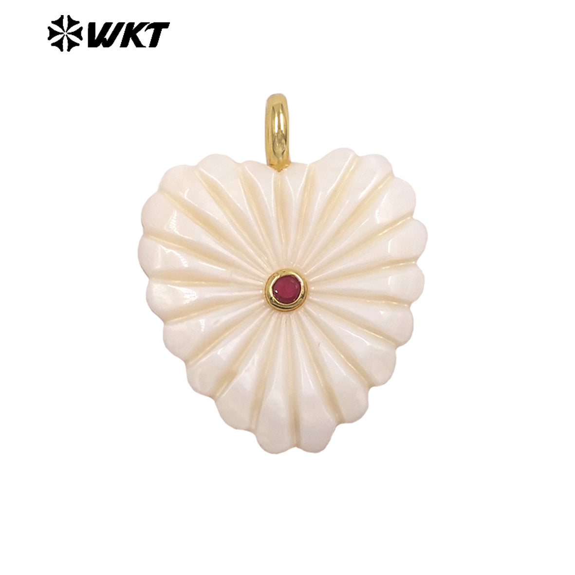 WT-JP526 Newest Exclusive Design Zircon And White Shell Hand Carved Heart Shape Pendant For Girls Romantic Jewelry Decorative