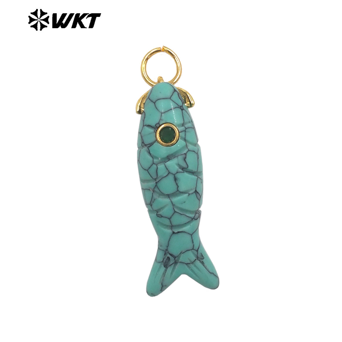 WT-P2069 Cute Design Zircon And Natural Gemstones Hand Carved Fish Shape Little Pendants For Lady Jewelry DIY Accessory