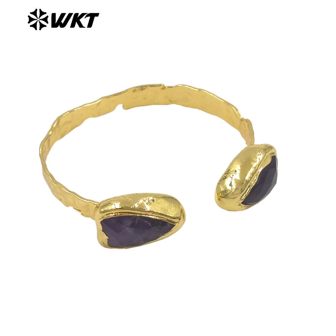 WT-B713 Fashion Popular Design 18K Gold Electroplated Natural Gemstones Heart Shape Bangles For Women Sweet Style Jewelry