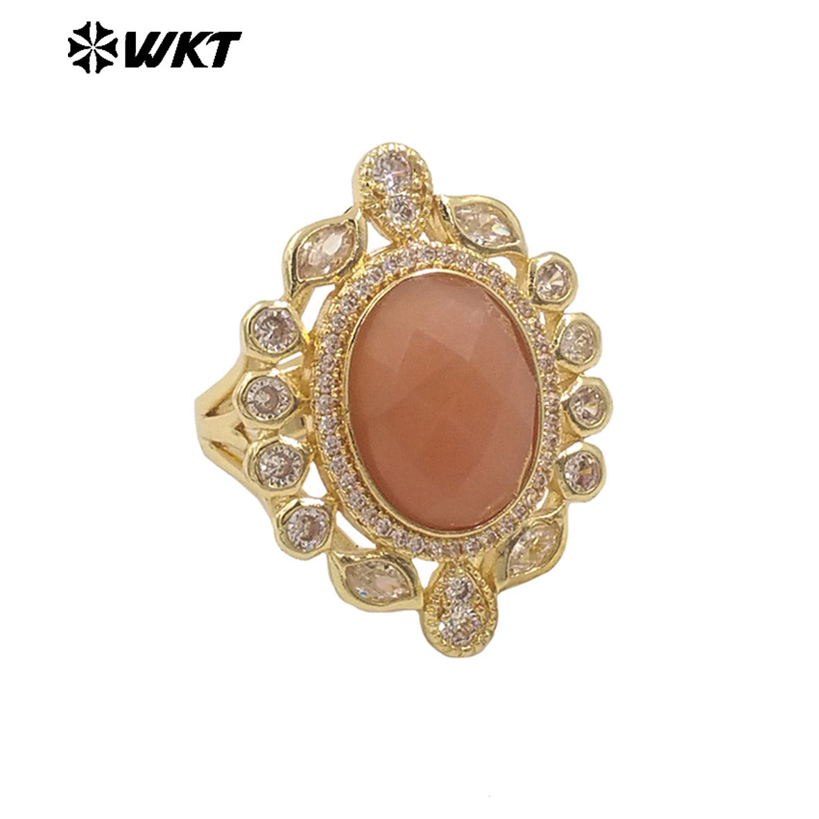 WT-MR028 Newest Summer Design Fashionable Royal Court Style Precious Women Adjustable Natural Stone Zircon Wedding Ring
