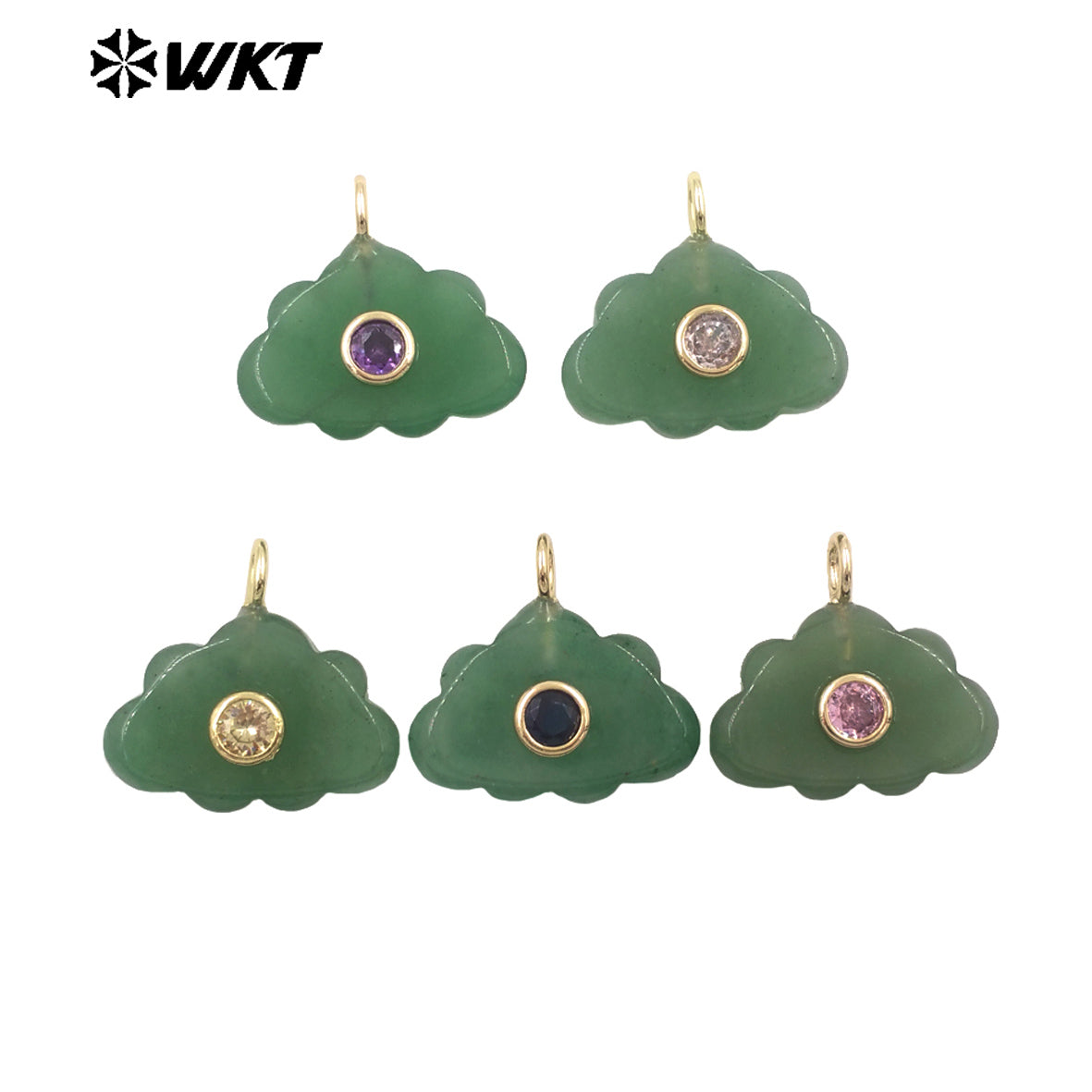 WT-P2135 Lovely Design Multi Colors Zircon And Natural Gemstones Cloud Shape Pendants As Necklace Earrings Making Findings