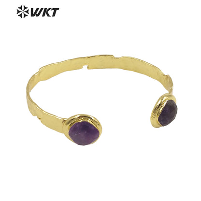WT-B640 WKT Lovely Fashion Design Trendy Gift for Women Gemstone C Shaped Natural Colorful Gemstone Bracelets