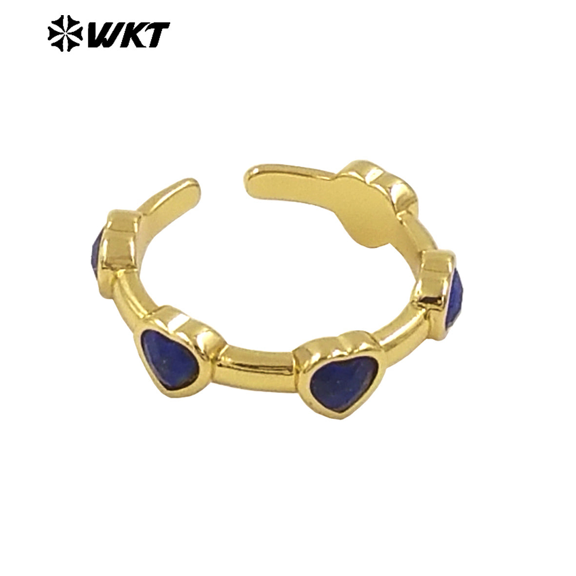 WT-R536 New Design Colorful Lovely Natural Tiny Stone Setting Open Size Heart Ring for Girls Gift Jewelry