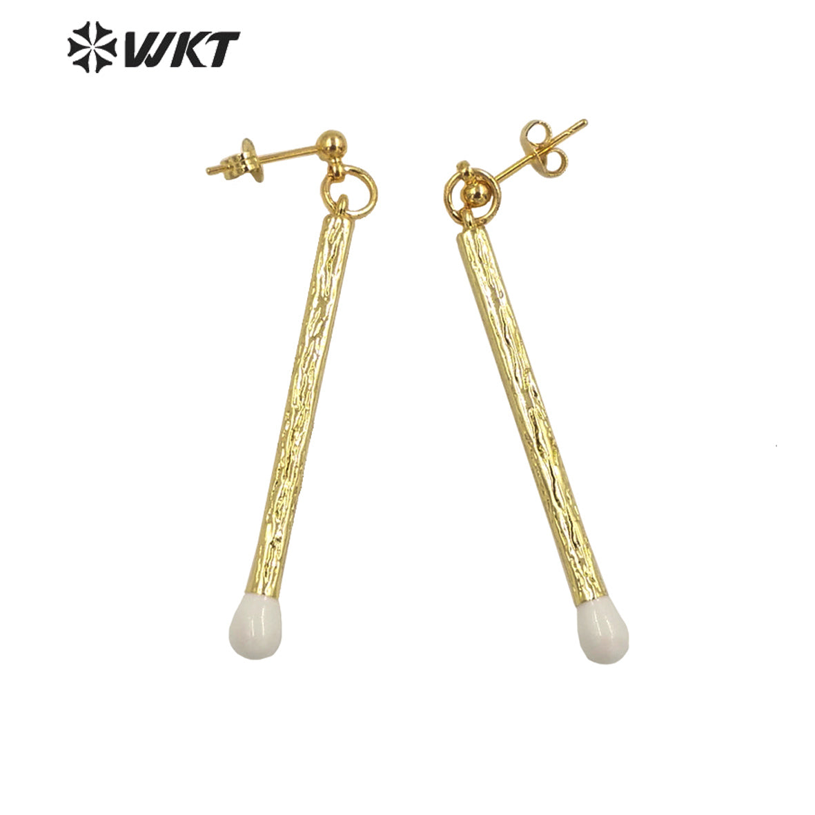 WT-E686 Fashion Simple Long Stick Sexy Earrings Candy Color 18k Real Gold Plated Straight Dangle Pendant Earrings for Party