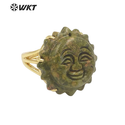 WT-R489 WKT Fashion Design Trendy Gift for Women Sun Design Colorful High Quality Gorgeous Natural Gemstone Stone Ring