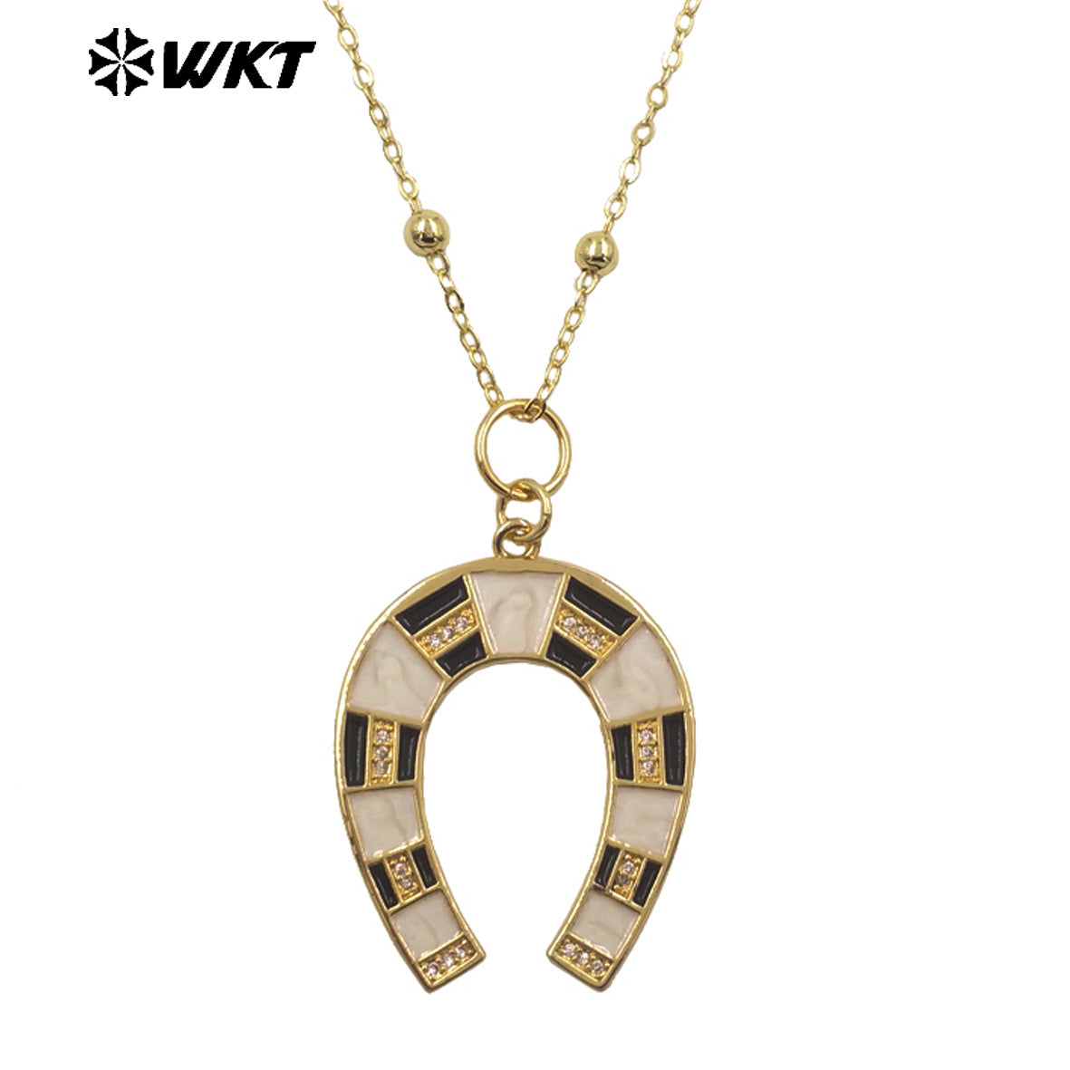 WT-N1517 Newest Design Gold Plated Chain With Colorful Drop Oil Letter U Shape Pendant Necklace For Women Unique Jewelry