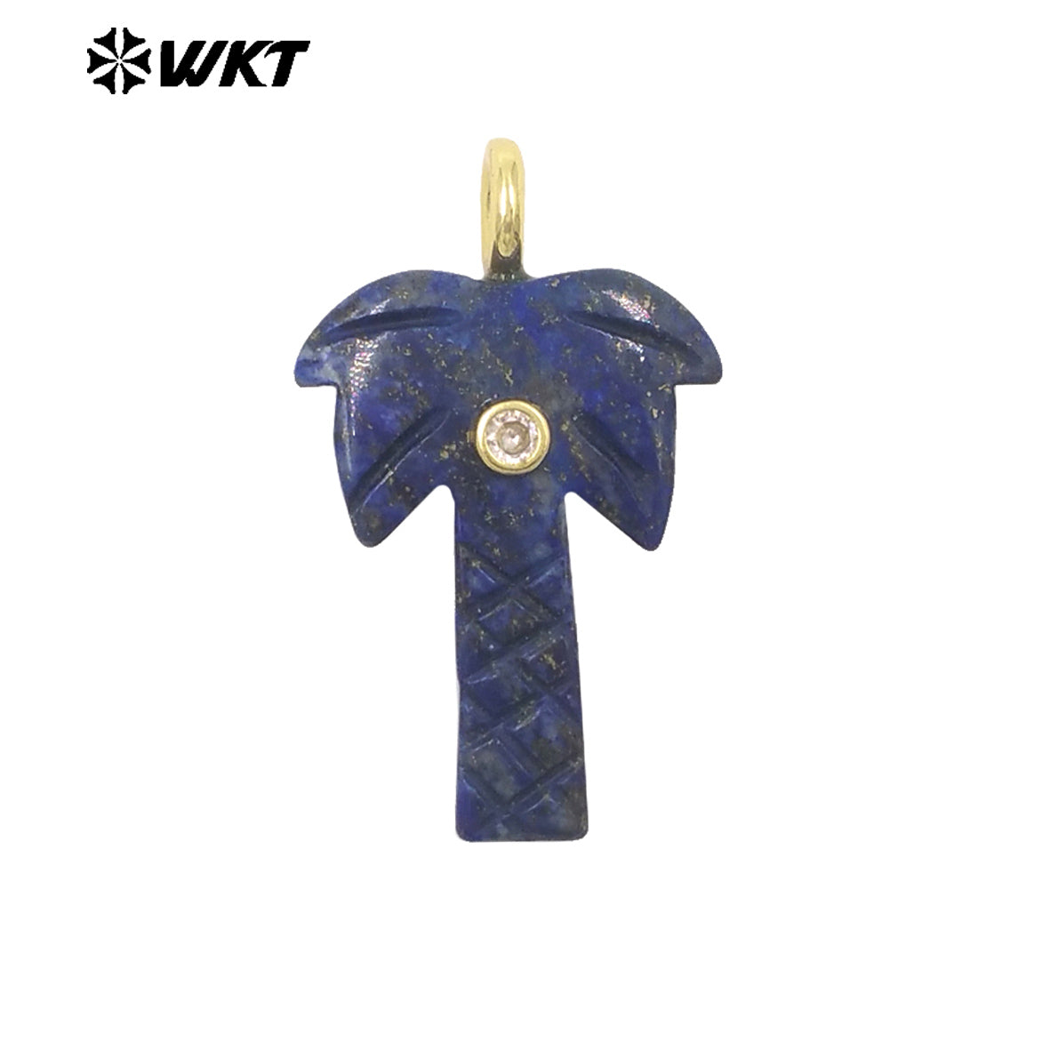 WT-P2109 Exquisite Design Zircon And Natural Gemstones Carved Coconut Trees Shape Pendants As Women Fashion Jewelry Accessory