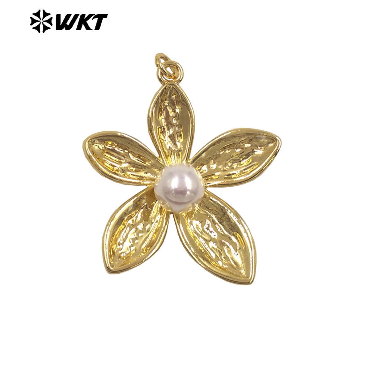 WT-P2079 Boutique Fashion Gold Plated Brass And Artificial Pearl Flowers Shape Pendants As Girls Handmade Jewelry Findings