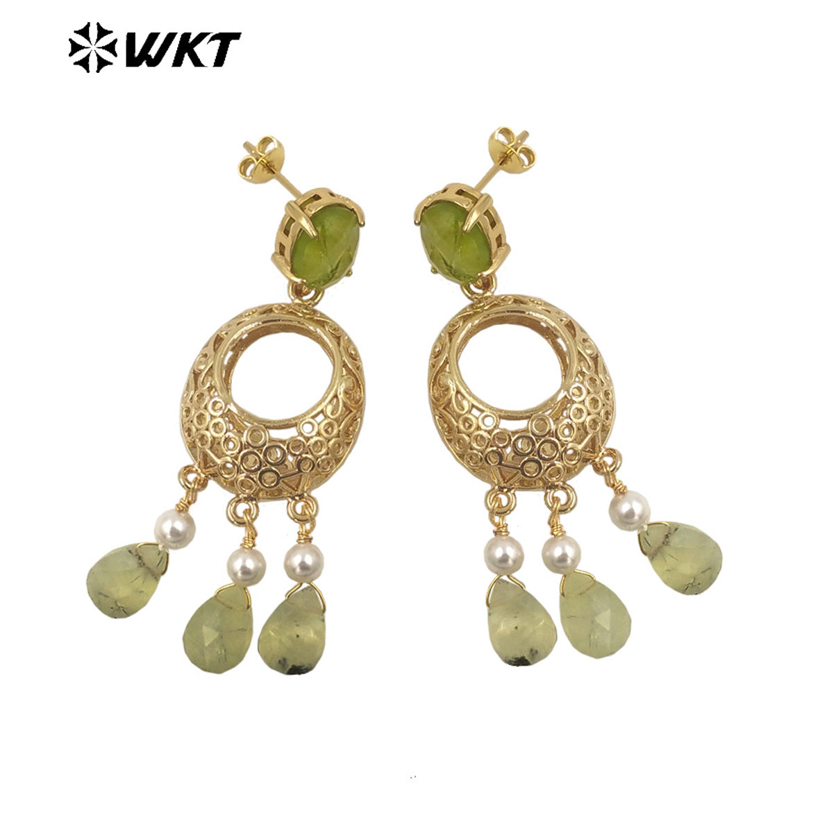 WT-E721 Amazing Excellent Tiny Drop Dangle Earrings Fashion Gold Plated Long Statement Drop Stone Earrings for Women Gift