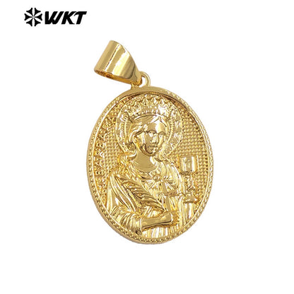JFE147 Wholesale Newest Metal Yellow Brass Gold Plated Jesus Religious Pendant Resist Tarnishable For Necklace Jewelry DIY