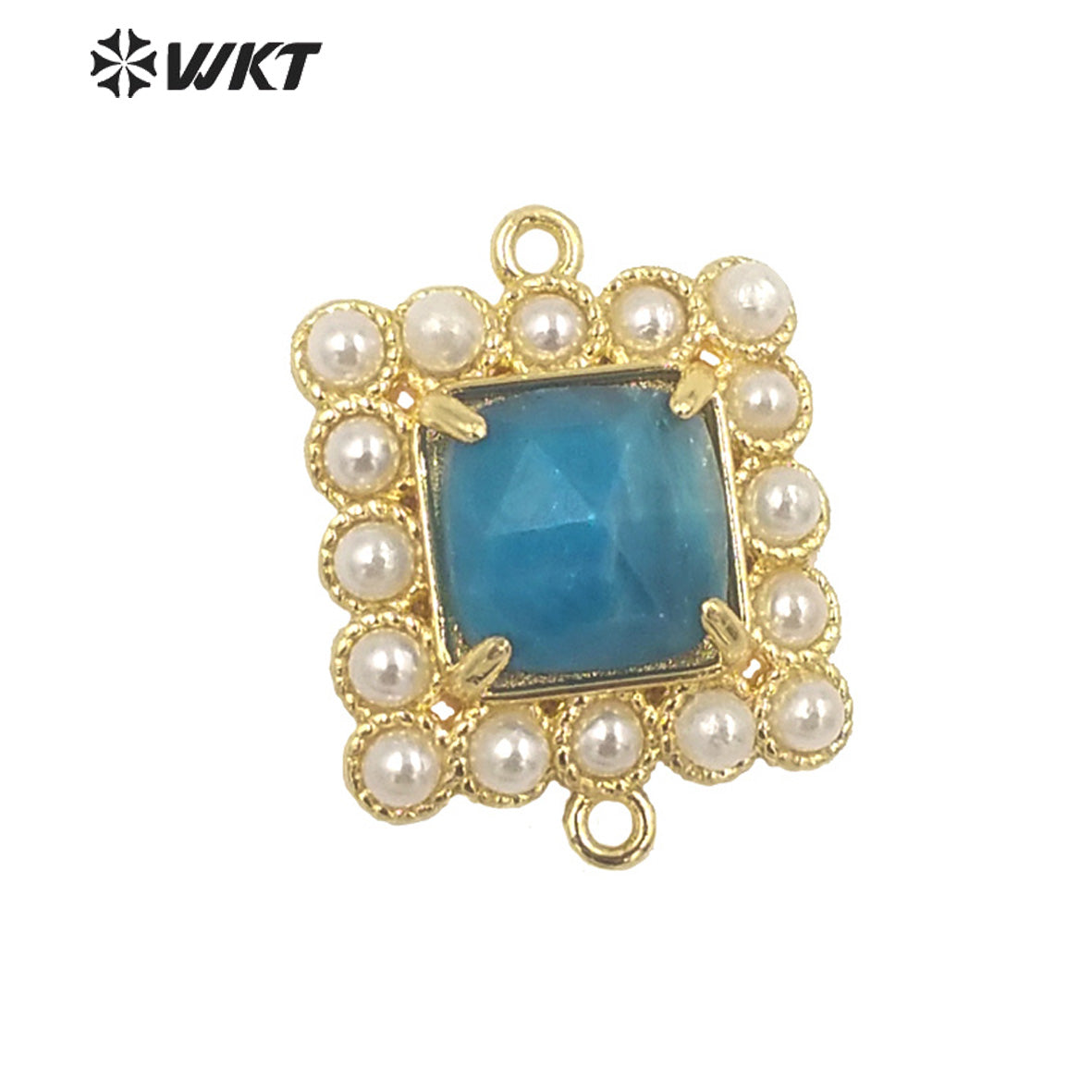 WT-PC004 Wholesale Fashion Gold Double Loops Natural Square Claw Setting Gemstone Connectors for DIY Jewelry Findings