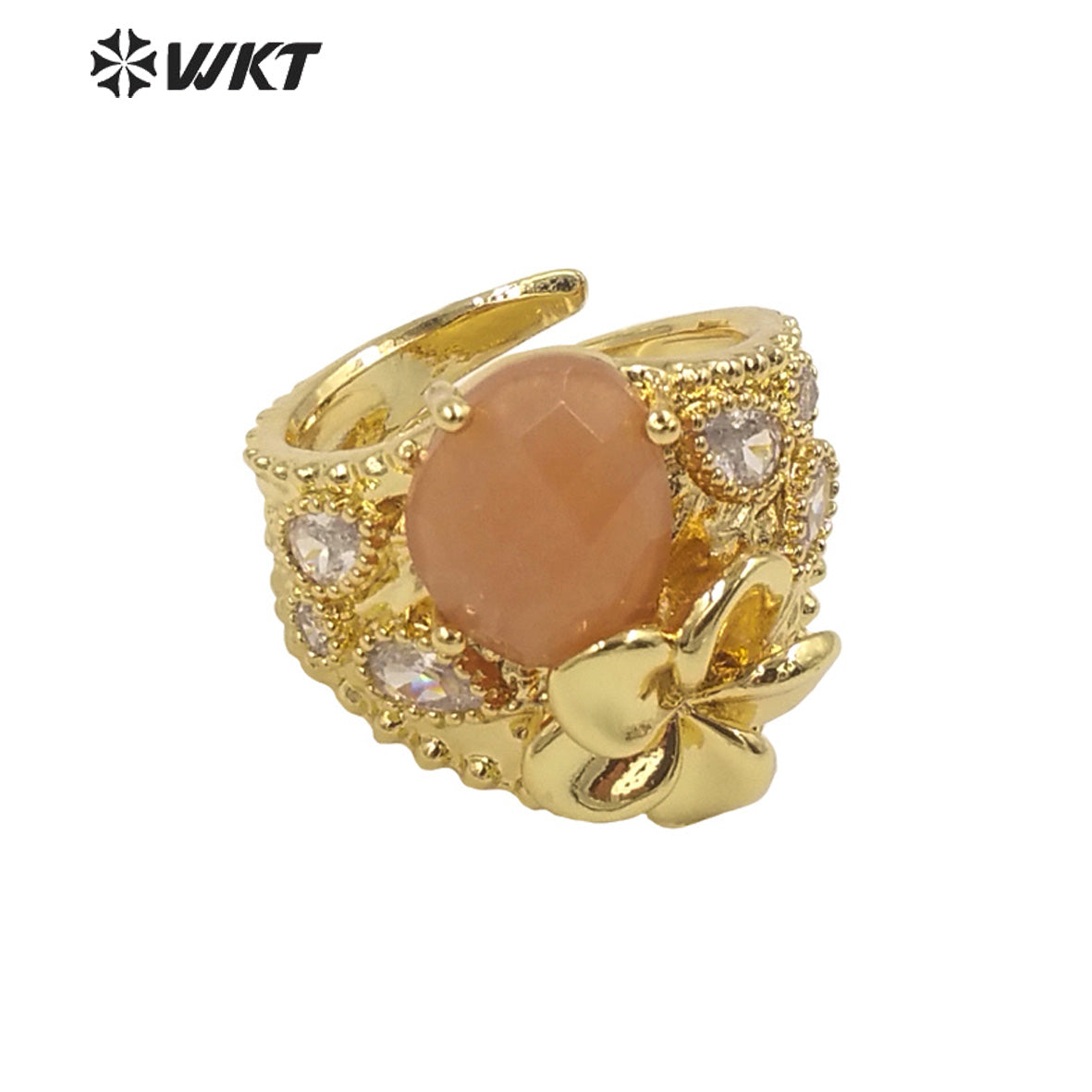 WT-R485 WKT Fashion Design Trendy Gift for Women Colorful High Quality Gorgeous Natural Gemstone and Zircon Stone Ring
